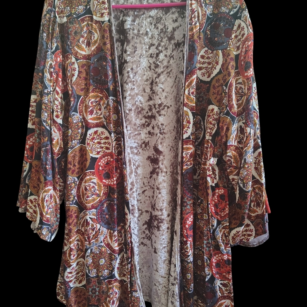 Sophie & Kate Velvet Kimono with Floral Lining, Whimsygoth, Forestcore, Witchy - Picture 3 of 6